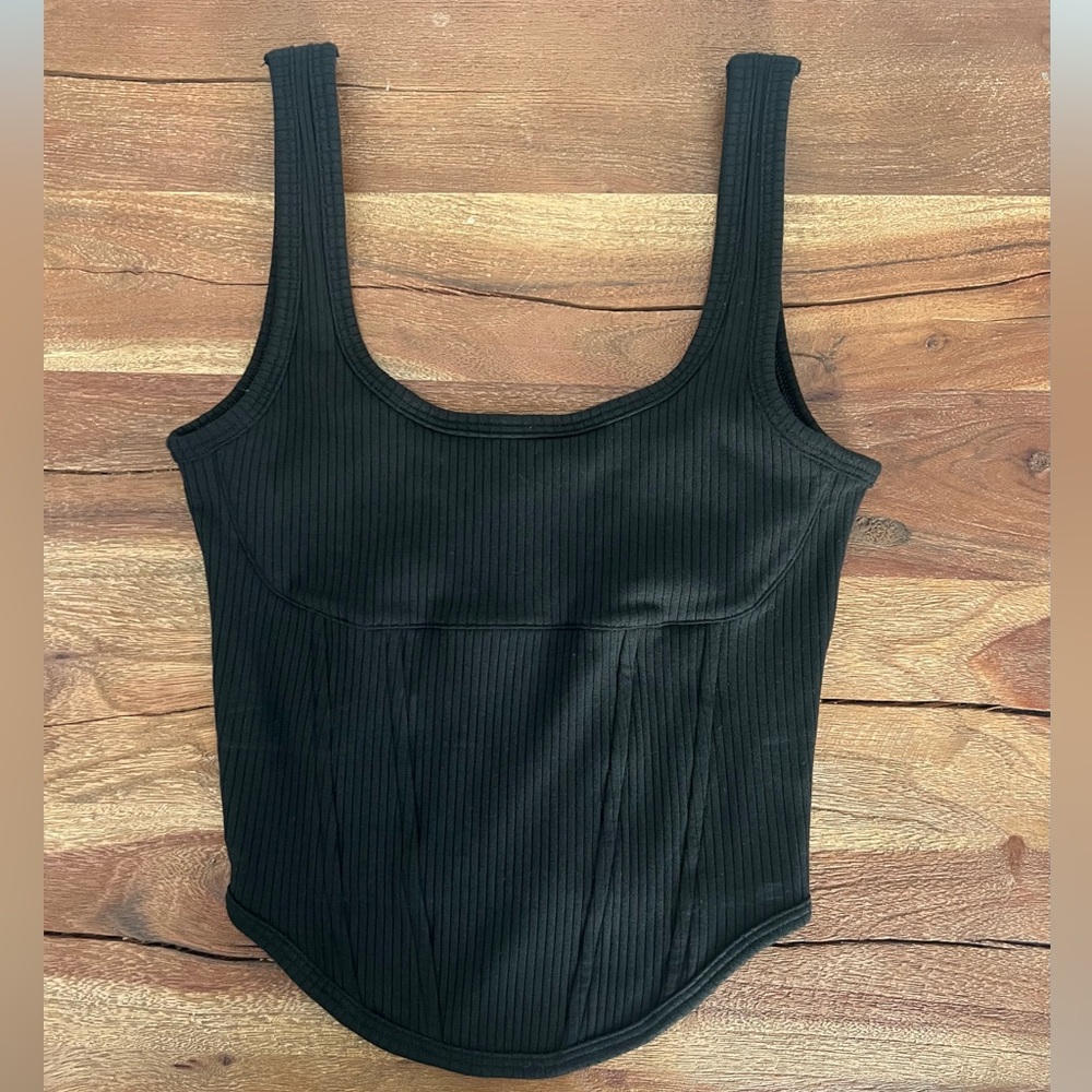 Victoria's Secret Pink Black Ribbed Tank Top